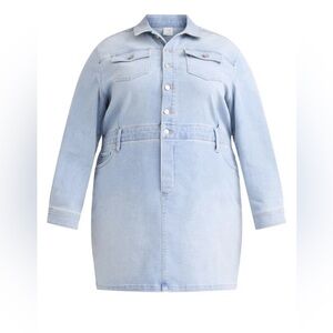 Terra & Sky Women's Plus Size 14W Denim Utility Dress, Light Wash NWT